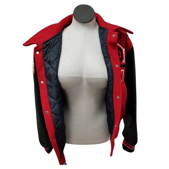 Vintage 1999 Gould Sports Red Wool Blend Letterman Jacket Size XL w/ Patches - Picture 8 of 9